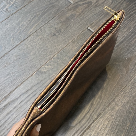 STUNNING LANVIN BRONZE LEATHER OVERSIZED POUCH WRISTLET FLAWLESS - Picture 5 of 5